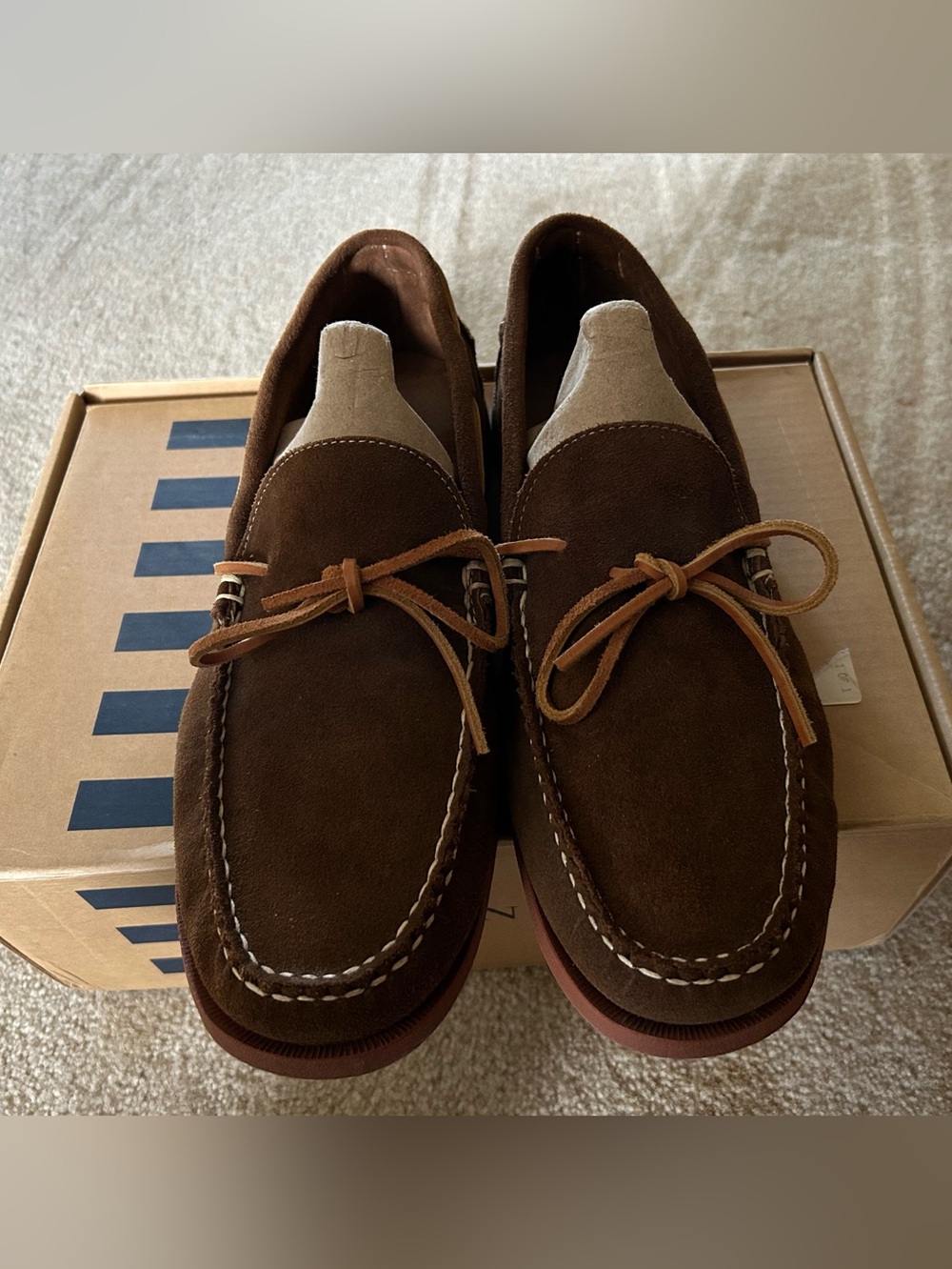Lands' End Dark Brown Suede Slip-On Moccasin Loafers